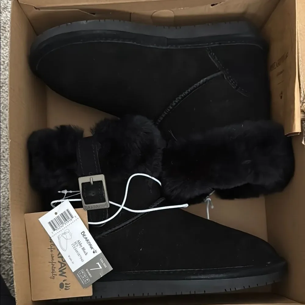 Bearpaw Black Suede Boots ABBY NEW IN BOX SIZE 7